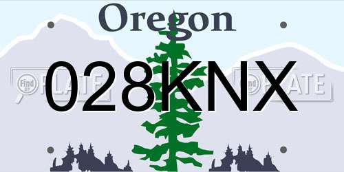 028KNX Oregon License Plate