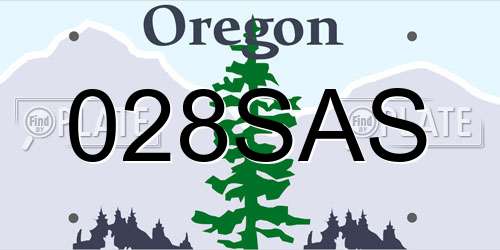 028SAS Oregon License Plate