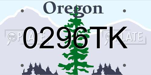 0296TK Oregon License Plate