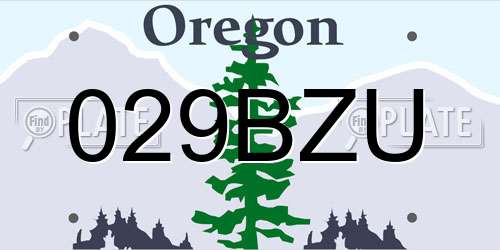 029BZU Oregon License Plate