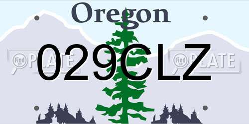 029CLZ Oregon License Plate