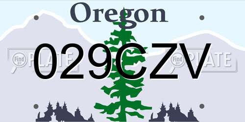 029CZV Oregon License Plate