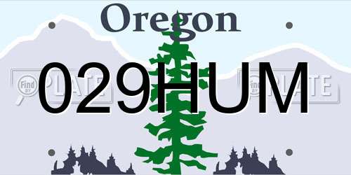 029HUM Oregon License Plate