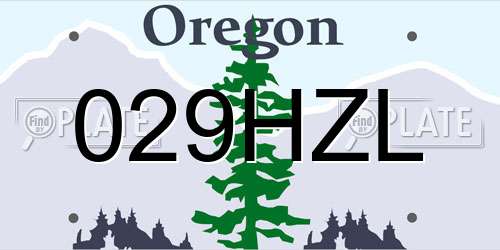 029HZL Oregon License Plate