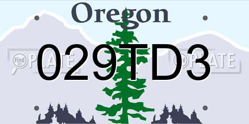 029TD3 Oregon License Plate