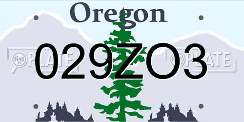 029ZO3 Oregon License Plate