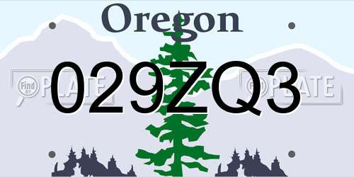 029ZQ3 Oregon License Plate