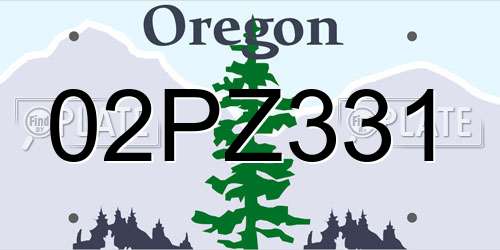 02PZ331 Oregon License Plate