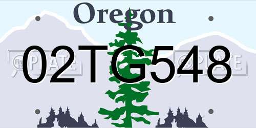 02TG548 Oregon License Plate