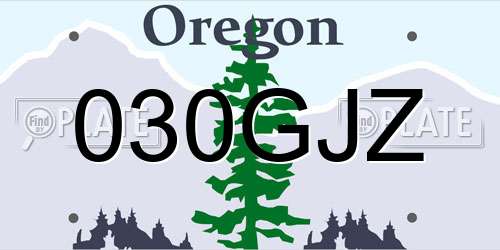 030GJZ Oregon License Plate