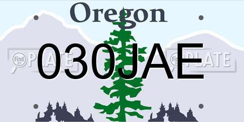 030JAE Oregon License Plate