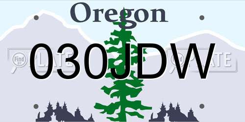 030JDW Oregon License Plate