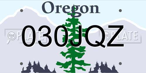 030JQZ Oregon License Plate