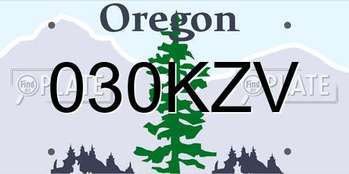 030KZV Oregon License Plate