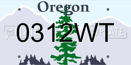 0312WT Oregon License Plate