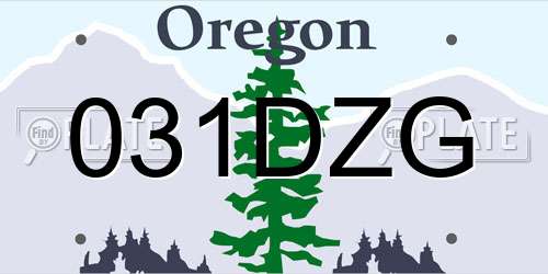 031DZG Oregon License Plate
