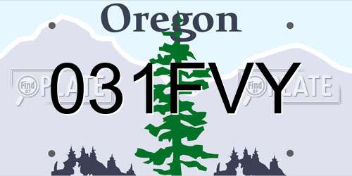 031FVY Oregon License Plate