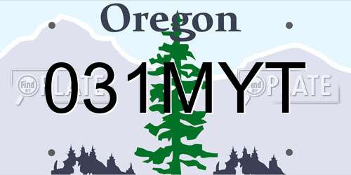 031MYT Oregon License Plate