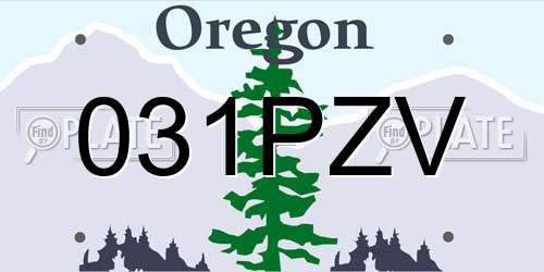 031PZV Oregon License Plate