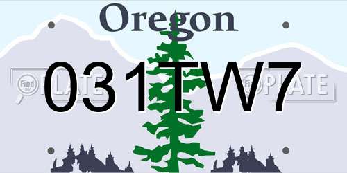 031TW7 Oregon License Plate