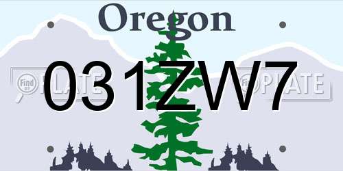 031ZW7 Oregon License Plate