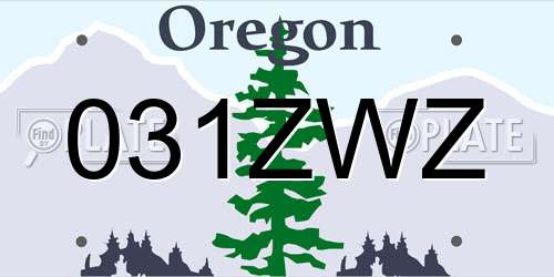 031ZWZ Oregon License Plate