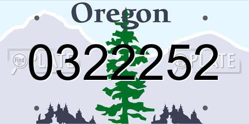 0322252 Oregon License Plate