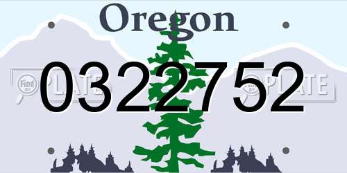 0322752 Oregon License Plate
