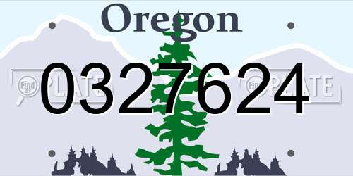0327624 Oregon License Plate