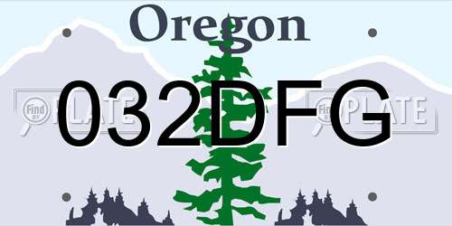 032DFG Oregon License Plate