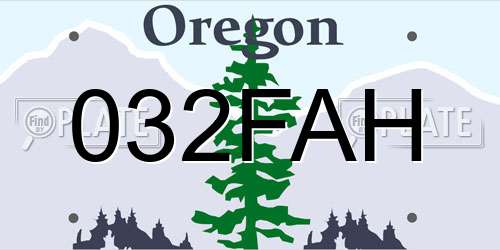 032FAH Oregon License Plate