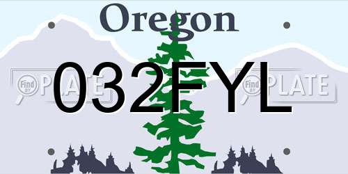 032FYL Oregon License Plate