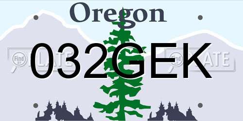 032GEK Oregon License Plate