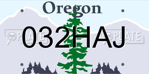 032HAJ Oregon License Plate
