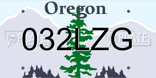 032LZG Oregon License Plate