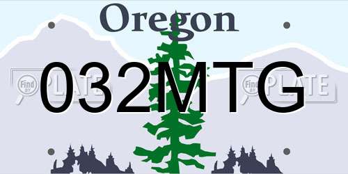 032MTG Oregon License Plate