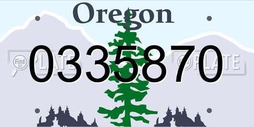 0335870 Oregon License Plate