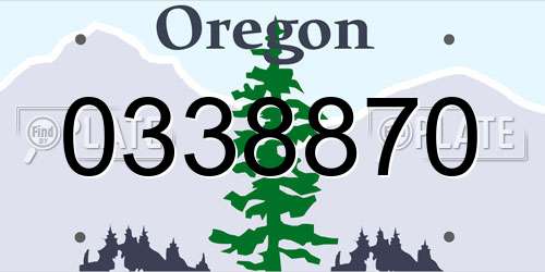 0338870 Oregon License Plate