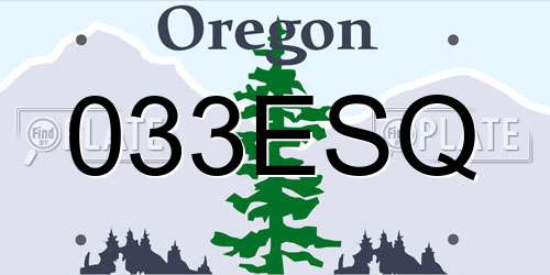 033ESQ Oregon License Plate
