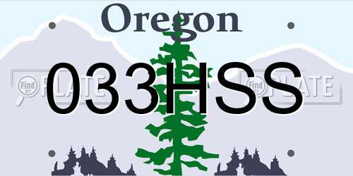 033HSS Oregon License Plate