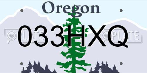 033HXQ Oregon License Plate