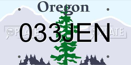 033JEN Oregon License Plate