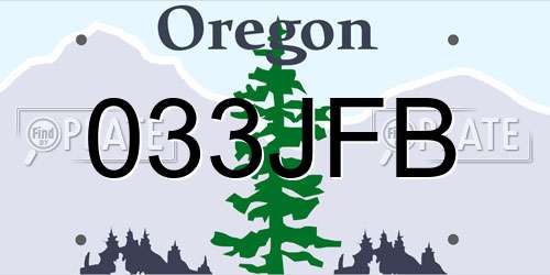 033JFB Oregon License Plate