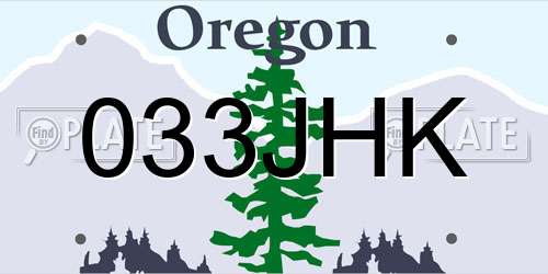 033JHK Oregon License Plate