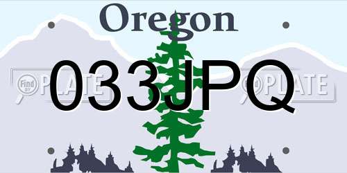 033JPQ Oregon License Plate