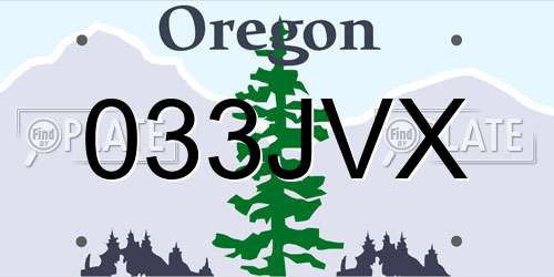 033JVX Oregon License Plate