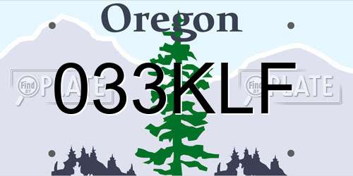 033KLF Oregon License Plate
