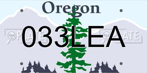033LEA Oregon License Plate
