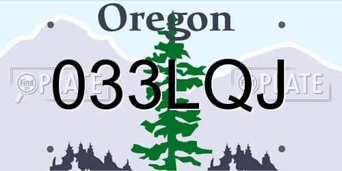 033LQJ Oregon License Plate