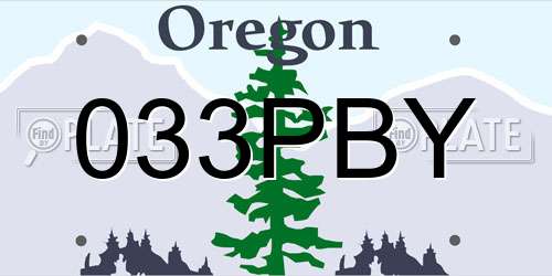 033PBY Oregon License Plate